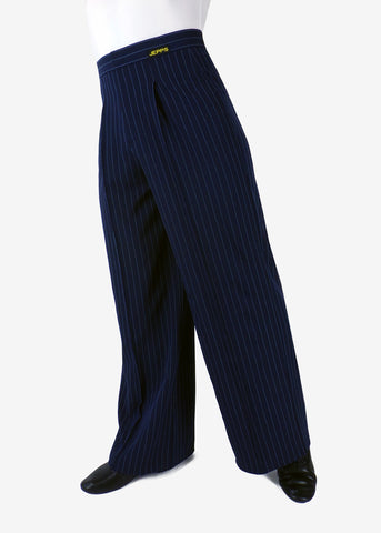 Wide Fit Pant ~ Navy with Light Blue Pinstripe