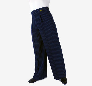 Men's Elite Wide Fit Pleated Pinstripe Pant ~ Navy / Light Blue