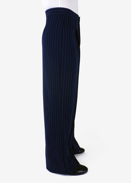 Wide Fit Pant ~ Navy with Light Blue Pinstripe